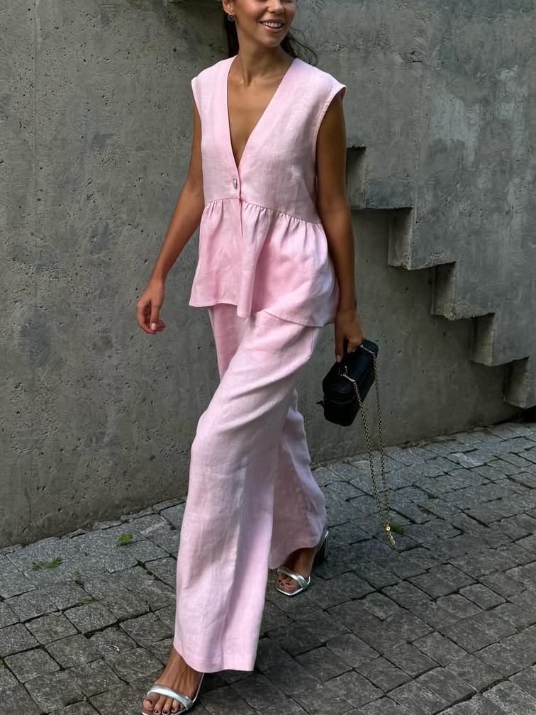Set Due Pezzi in Cotone e Lino