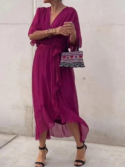 Arianna – Abito in Chiffon di Seta con Scollo a V