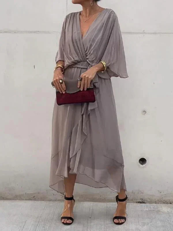 Arianna – Abito in Chiffon di Seta con Scollo a V