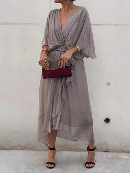 Arianna – Abito in Chiffon di Seta con Scollo a V
