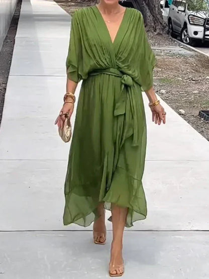 Arianna – Abito in Chiffon di Seta con Scollo a V