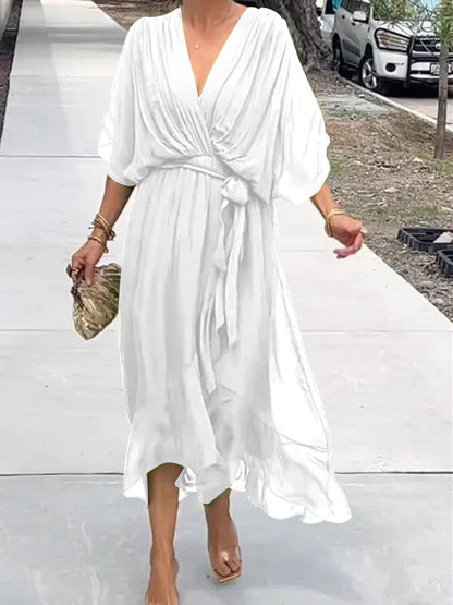 Arianna – Abito in Chiffon di Seta con Scollo a V