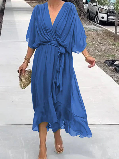 Arianna – Abito in Chiffon di Seta con Scollo a V