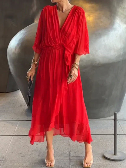 Arianna – Abito in Chiffon di Seta con Scollo a V